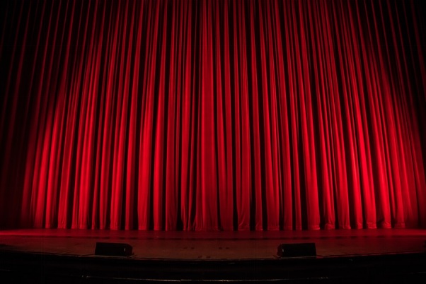 Spotlights Shining on an Empty Spot on a Stage