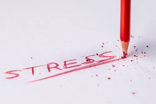 word “stress” written on a white paper